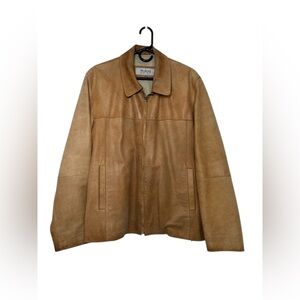 VTG Wilsons Leather M Julian Mens Tan 100% Leather Zip-Up Jacket Coat 90’s Y2K